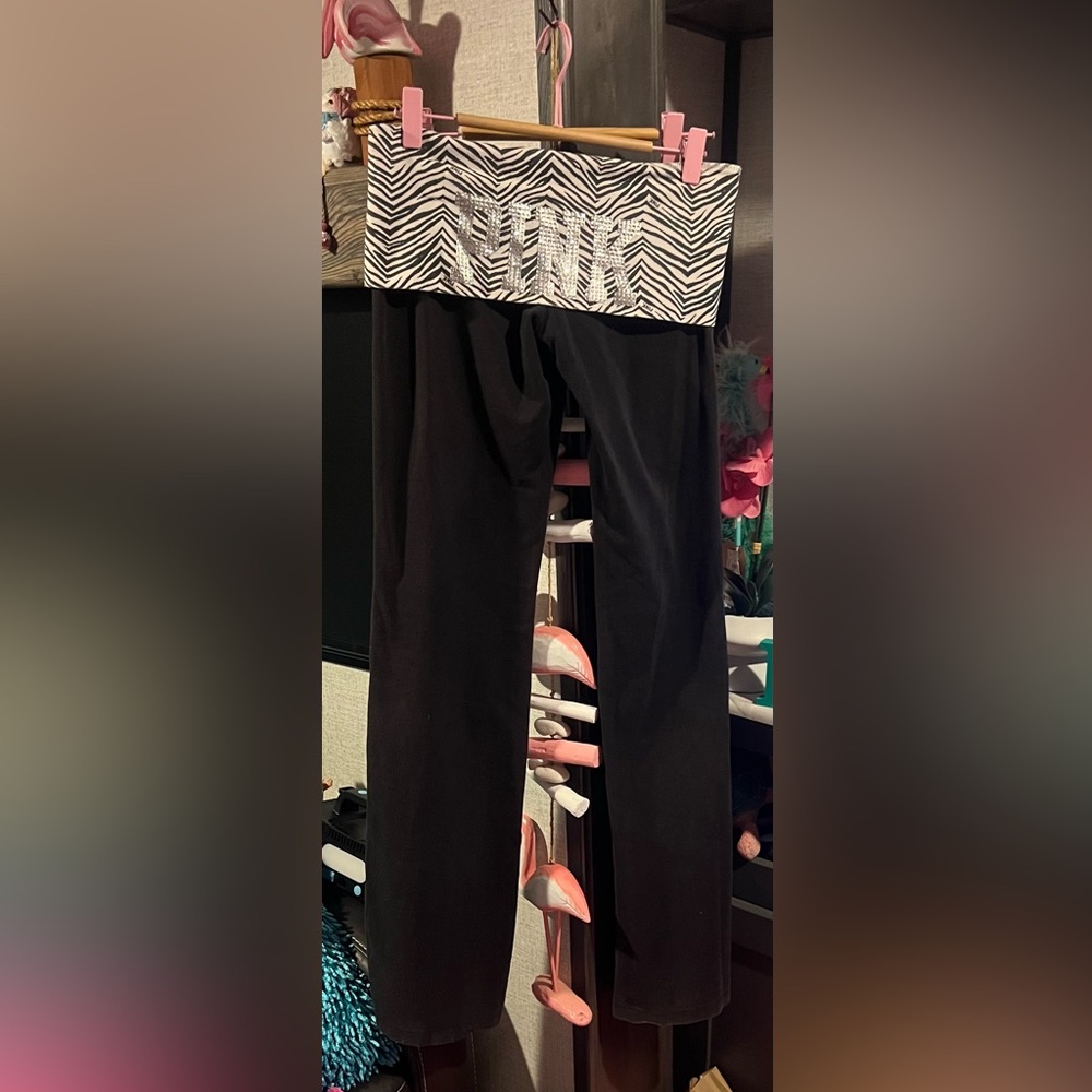 VS Pink Fold Over Flare Leggings
